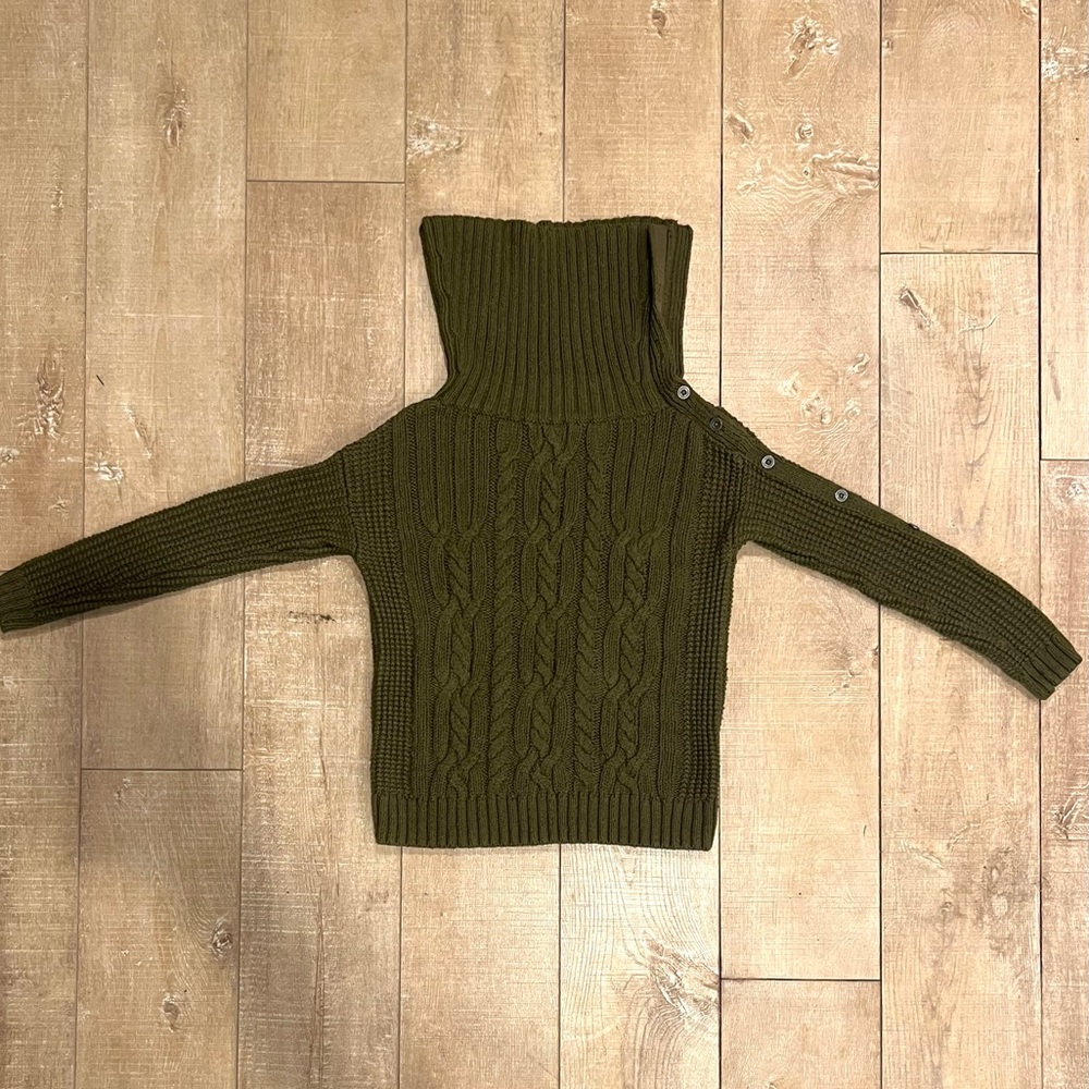 Army Green Sweater with Side Buttons - Picture 3 of 8
